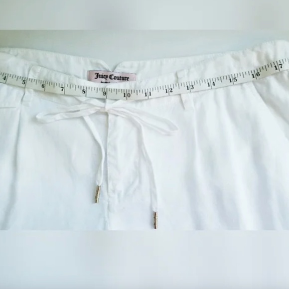 Juicy Couture White Linen Pants 100% Linen Exterior Adjustable drawstring and - Picture 9 of 13
